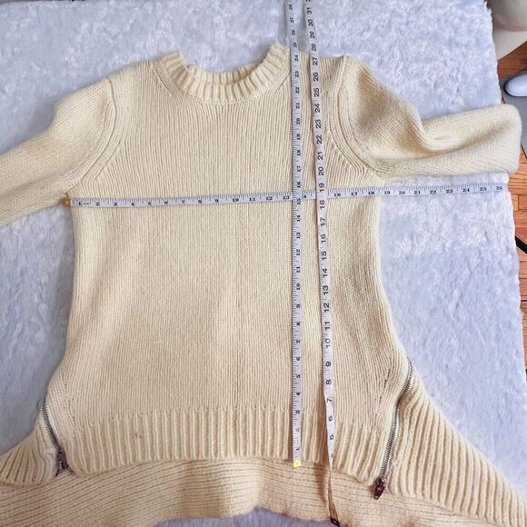 Alexander Wang Womens Zipper Cream Knit Asymmetric Merino Wool Blend Sweater Med - Picture 7 of 10